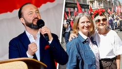 Max Lercher (SPÖ) heizte bei seiner Rede ein, Elke Kahr (KPÖ, mit Claudia Klimt-Weithaler) zog ...