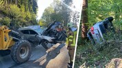 Das komplett demolierte Auto wurde von den Einsatzkräften geborgen.