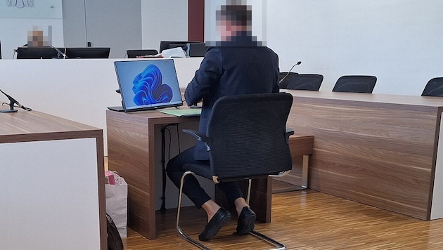 Aus der Papiertasche lugt das rosa Bild, das die Frau zerstört hat. Beim Prozess wird es der ...