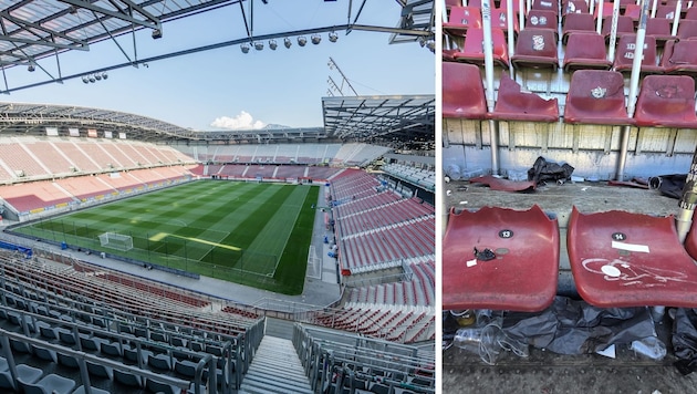 Im Wörthersee-Stadion demolierten einige Fans wieder Stühle. . .