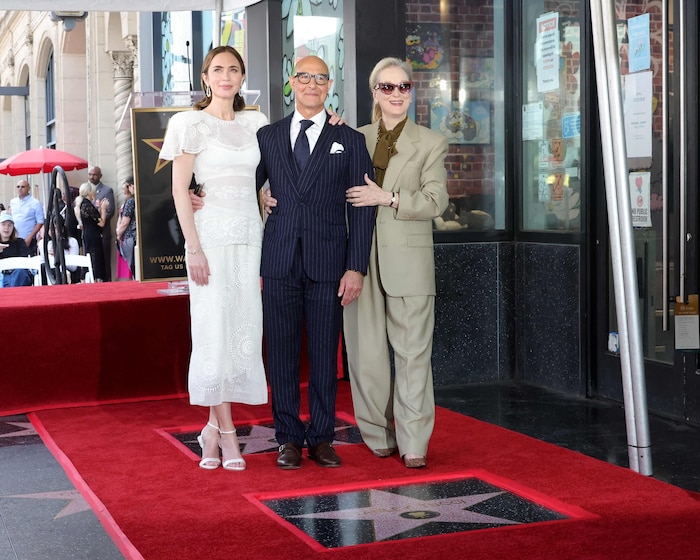 Emily Blunt und ihr Schwager Stanley Tucci bekamen zum Filmstart Sterne am „Walk of Fame“ in ...