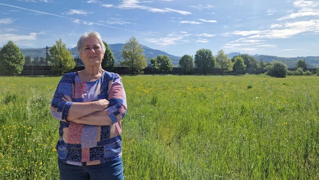 Diese Grünfläche ist der Stein des Anstoßes. Anrainerin Hildegard Simetzberger: „Hier passen ...