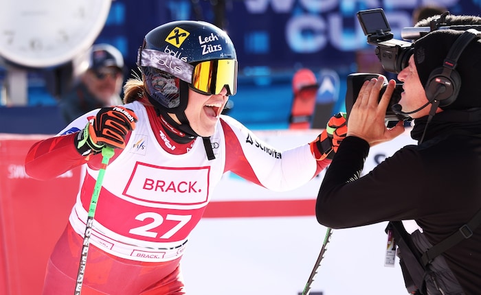 Magdalena Egger schaffte mit ihrem zweiten Rang in der Weltcupabfahrt von St. Moritz den ...