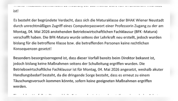 Ein Auszug aus dem anonymen Brief