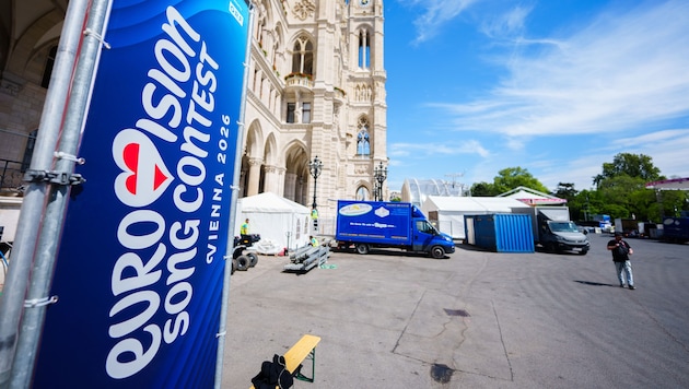Die Vorbereitungen für den ESC laufen auf Hochtouren. Der Rathausplatz ist einer der drei ...
