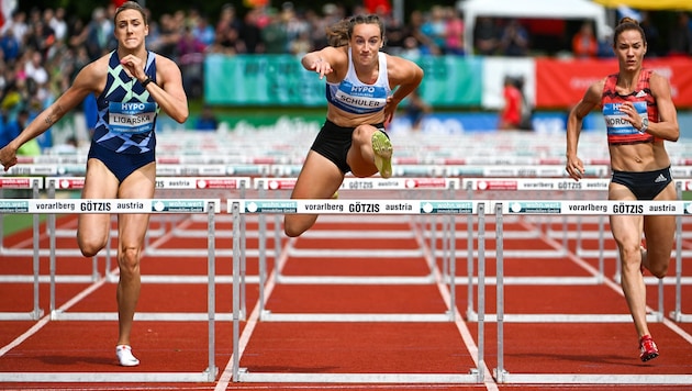 2022 gab Chiara Schuler (M.) als 20-Jährige ihre Premiere beim HYPO-Meeting in Götzis.