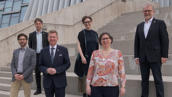 Von links: Vizerektor Markus Neuwirth, Vizerektor Markus Grimberger, Rektor Martin Rummel, ...