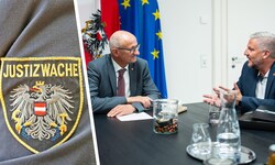 LH Anton Mattle (ÖVP) tauschte sich mit Thomas Erhard, Vorsitzender der Justizwachegewerkschaft ...