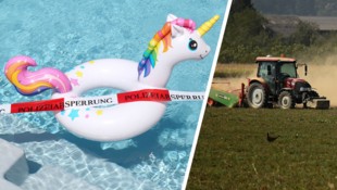 Die Dürre hat auch Aschach a.d. Steyr im Griff: Die Felder sind staubtrocken, während der ...