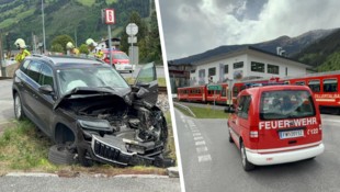 Das Auto wurde im vorderen Bereich komplett demoliert.