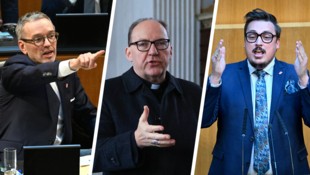 Bischof Glettler (Mitte) hat mit seiner Predigt die FPÖ verärgert.