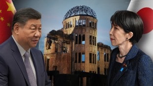 Chinas Staatspräsident Xi Jinping und Japans Premierministerin Sanae Takaichi: Im Hintergrund ...