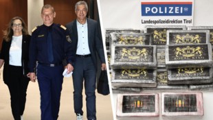 LKA Tirol-Chefin Katja Tersch, Landespolizeidirektor Helmut Tomac und der Chef der Innsbrucker ...