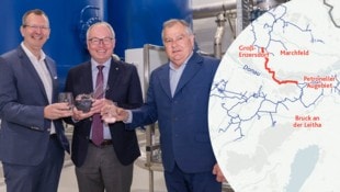 EVN-Vorstände mit LH-Stellvertreter Pernkopf: Bis 2030 soll eine Hochdruckwasserleitung ...