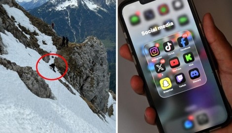 Drei junge Pseudobergsteiger – einer davon links im roten Kreis zu sehen – steckten am ...