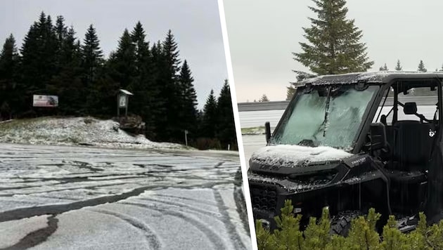 Später Schneefall? Ein Hagelsturm verwandelte das steirische Gaberl in einer „Winterlandschaft“.