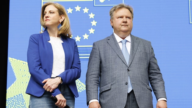 Beim Europatag-Event am Stephansplatz sprachen Meinl-Reisinger und Ludwig.