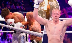 Feuerwehrmann Fabian Tödtling (re.) und Co. brannten ein Fight-Feuerwerk ab.