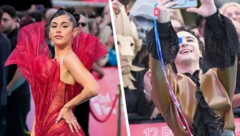 Sarah Engels war in ihrem feurigen Dress im Stile von Katniss Everdeen eindeutig ein Blickfang ...
