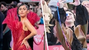 Sarah Engels war in ihrem feurigen Dress im Stile von Katniss Everdeen eindeutig ein Blickfang ...