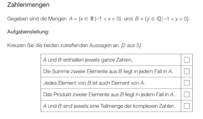 Aufgabe 1: „Zahlenmengen“