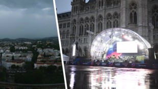 Weltuntergangsstimmung über den Dächern von Wien: Hier sorgte „Doreen“ am Montagabend erneut für ...