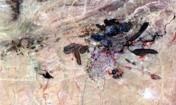 Satellitenbild der Bayan-Obo-Mine in China: Sie ist die wichtigste Förderstätte für seltene ...