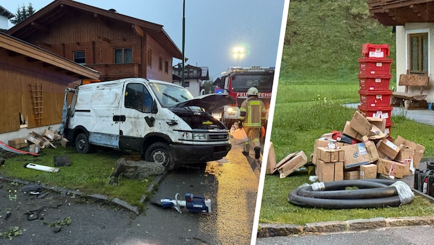 Nach dem Crash wurden Pakete aus dem Fahrzeug geschleudert.