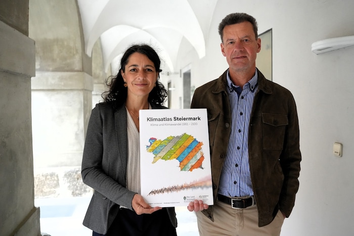 Sandra Krautwaschl (Klubobfrau Grüne) und Meteorologe Alexander Podesser