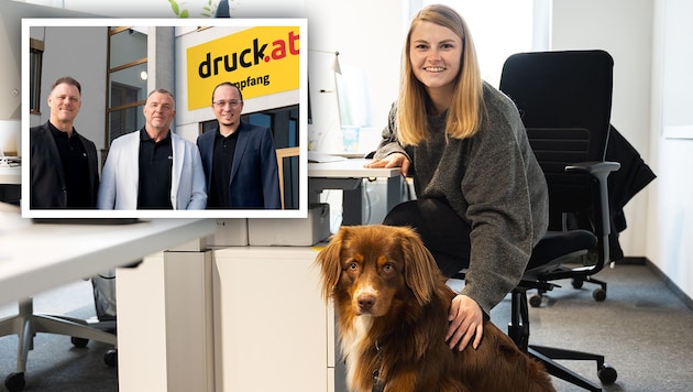 Marketingmitarbeiterin Nicole Eitzenberger freut sich, ihren „Levi“ jederzeit mit ins Büro ...
