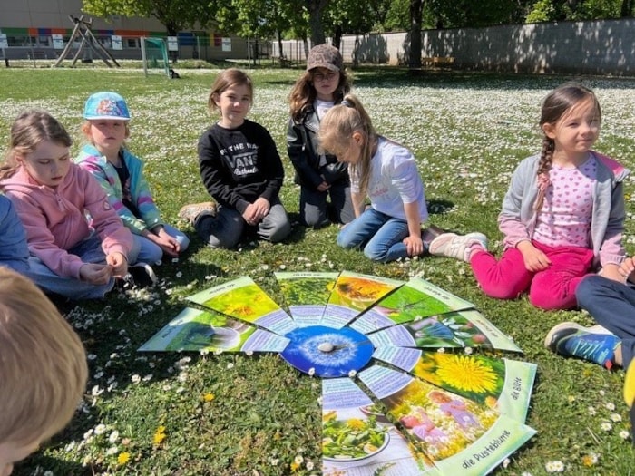 Die erste Klasse der Volksschule Mönchhof beschäftigt sich mit dem Leben in der Blumenwiese.
