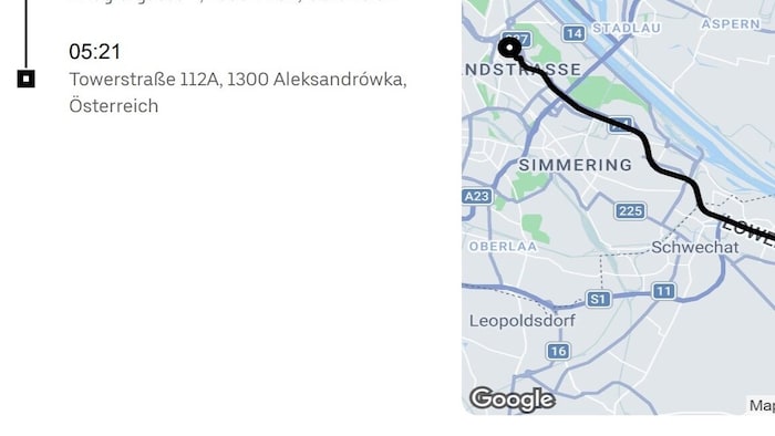 Der Fehler wurde von Google Maps in die Uber-App übernommen.