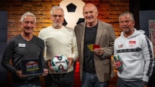 Moderator Hannes Steiner mit Gast Ernst Baumeister sowie den Experter Kurt Garger und Frenkie ...