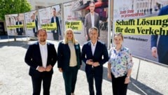 Die ÖVP präsentierte die ersten fünf Plakate: Geschäftsführer Markus Huber, Stadträtin Claudia ...