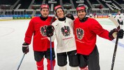 Rohrer (M.) im heutigen Training mit Zwerger (li.) &amp; Wolf