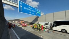 Die Unfallstelle auf der Westautobahn kurz vor der Ausfahrt Ansfelden