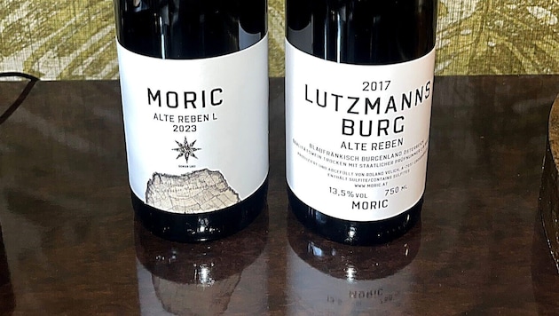 Der ausgezeichnete Wein (links) mit neuem Etikett
