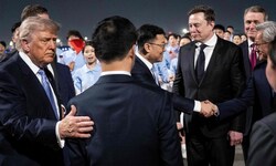 US-Präsident Donald Trump (links) hat sich gleich mehrere Vertraute nach China mitgenommen.