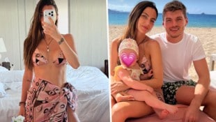 Max Verstappen, Kelly Piquet und Lily genießen die gemeinsame Zeit. 