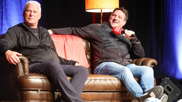 Toni Polster (li.) und Andi Herzog sind bereit für die Wiener Stadthalle.