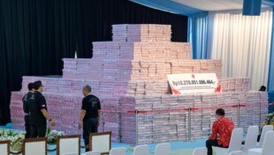 Der Berg aus Geld stammt aus illegalem Waldraub und wurde von Ermittlern an die indonesische ...