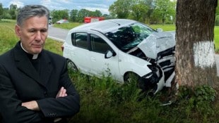 Krone KREATIV/APA, Polizei Tschechien In diesem Auto verstarb der wegen einer widerlichen Sex-Affäre in die Schlagzeilen geratene ...