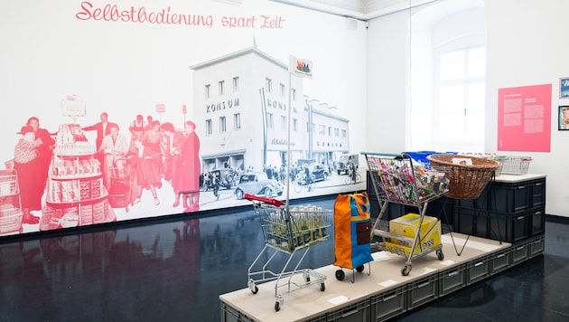 Blick in die Ausstellung: Erinnerungen an den ersten „Konsum“