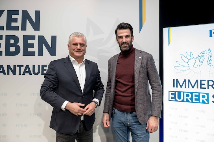 FPÖ-Landesparteichef Landbauer (re.) und Asyllandesrat Antauer verschärfen die ...