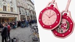 Lange Schlangen im Zentrum von Graz: Das Objekt der Begierde ist diese Taschenuhr. 