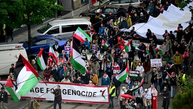 Demonstranten gingen auf die Straße – wegen der Israel-Teilnahme am Song Contest in Wien.
