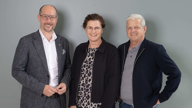 Die Initiatoren: LR Mario Gerber, Innos-Chefin Barbara Hassler und Markus Trost (Industrie 4.0 ...