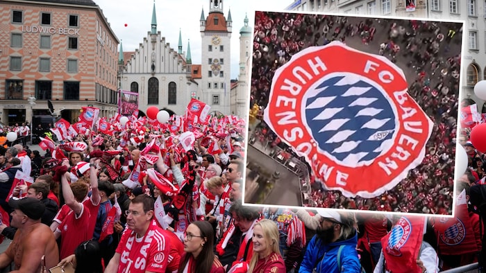 Bei der Sabotage-Aktion der Bayern-Meisterfeier auf dem Marienplatz durch Fans von 1860 München ...