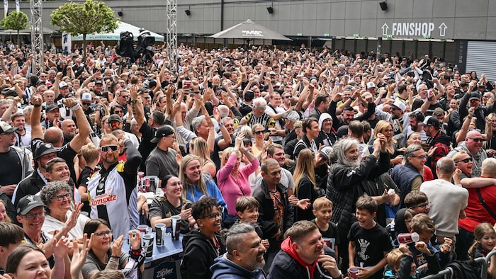 Auch vor dem Stadion auf der Gugl versammelten sich Hunderte Anhänger zum Public Viewing.