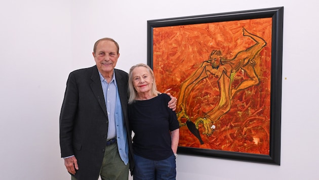 Christian Ludwig Attersee und Gunde Lössl, Galeristin in Gmunden